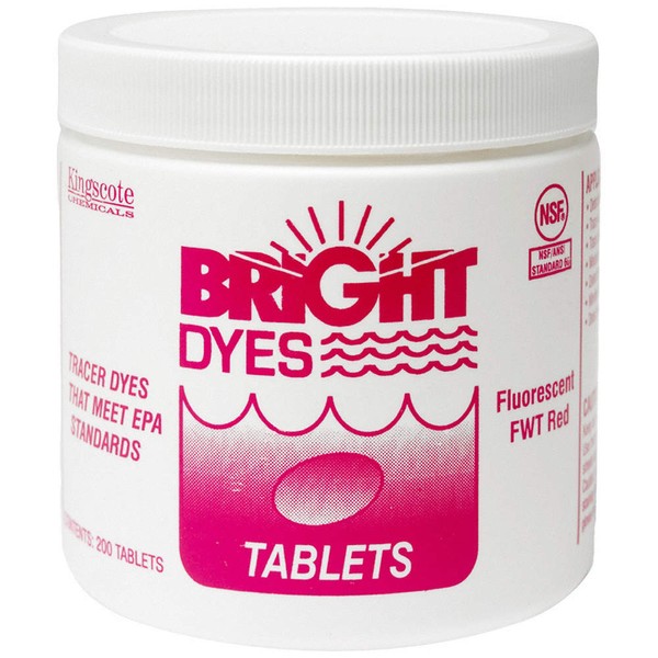 BRIGHT DYES 101103 Dye Tracer Tablet,Fl Red,PK200 8ACL4