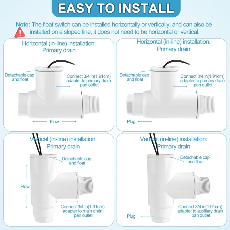 SS1 Condensate Overflow Safety Switch, AC Float SS1 Float Switch