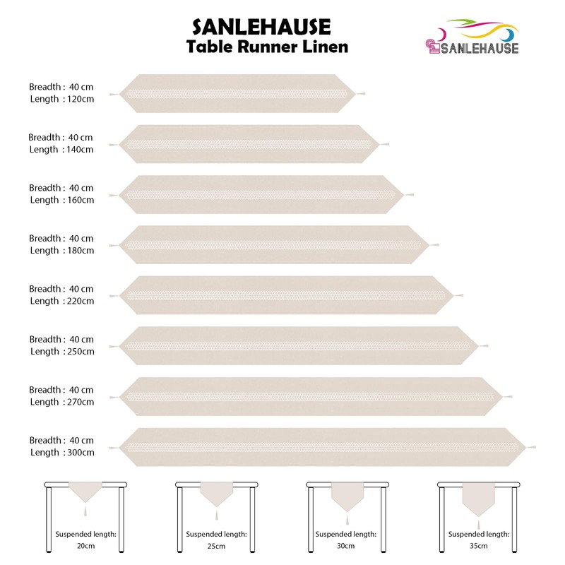 SANLEHAUSE Beige Table Runner 40 x 250 cm Modern Hollow