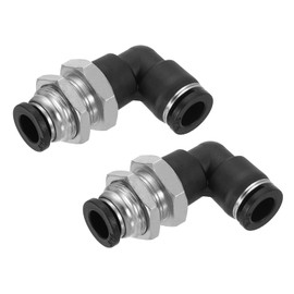 sourcing map 2Pcs Push to Connect Fittings, 5/16"x5/16" Tube OD Bulkhead 90 Degree Elbow Pneumatic Quick Connect Air Fitting for Hydraulic and Pneumatic Systems