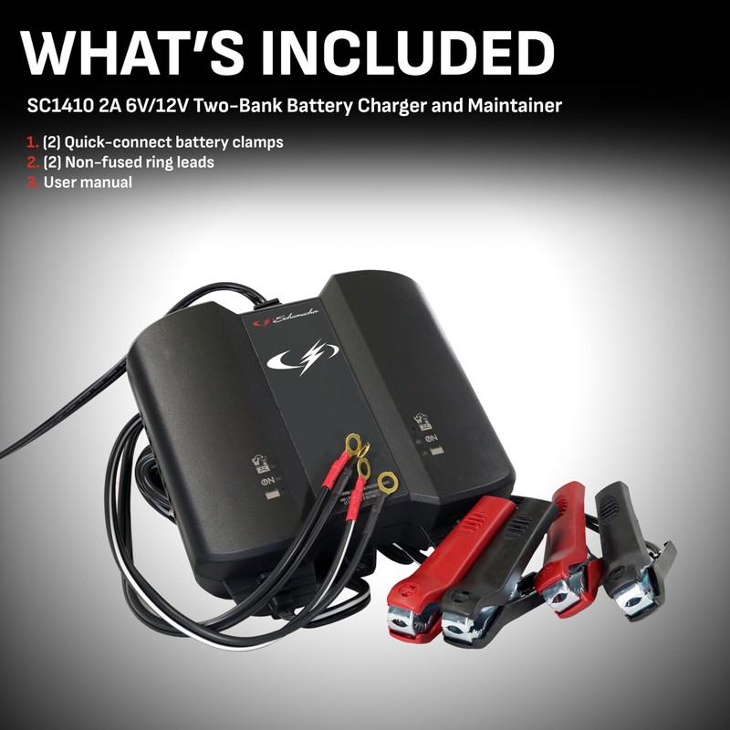 Schumacher Electric Two-Bank 2A Car Battery Charger and Maintainer, 2-in-1