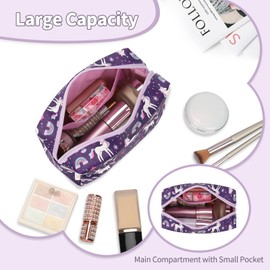 Small Makeup Bag, Birthday Gifts for Girls 4 5 6 7 8 9 10 11 12 13 14 15 16 Years Old, Cute Cosmetic Bag Travel Toiletry Bag for Teen Girls Women Friend Gift, Waterproof PU Leather Makeup Organizer