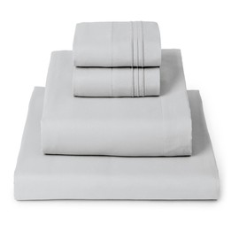 Mellanni Queen Sheets Set - 4 PC Iconic Collection Bedding - Hotel Luxury, Extra Soft, Cooling Bed Sheets - Wrinkle, Fade, Stain Resistant (Queen, Light Gray)