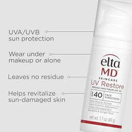 EltaMD UV Restore,Face Sunscreen, SPF 40, Mineral Sunscreen for Sun Damaged Skin Repair, Anti-Aging Zinc Oxide Sunscreen Formula
