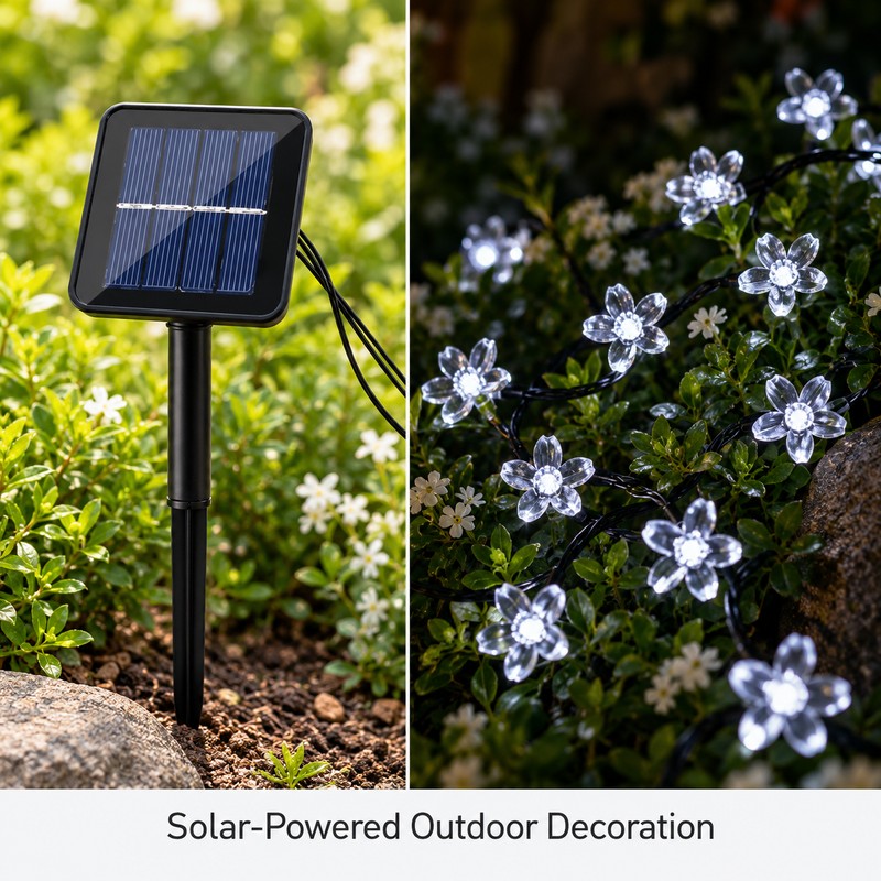 Solar Cherry Blossom String Lights for Outdoor Decoration – 20