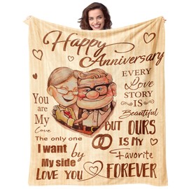 Wedding Anniversary Blanket Gifts for Couple Husband Wife Happy Anniversary60 X 80" Soft Bed Blanket Anniversary Present for Parents