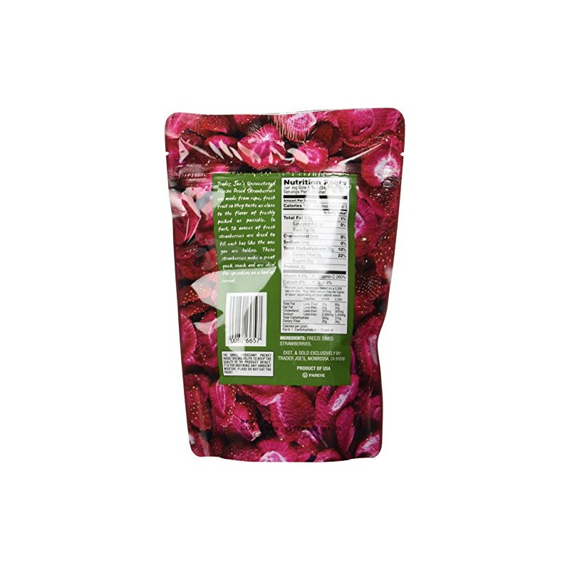 Trader Joe's Freeze Dried Strawberries Unsweetened & Unsulfured 1.2oz