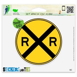 Railroad Crossing Road Sign Vinyl Car Bumper Window Sticker 2" x 2"