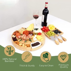 Dayer Home Cheese Board, Cheese Knife Set for Charcuterie Boards, Large Cheese Board Accessories Platter Unique House Warming Gifts, Anniversary & Wedding Bridal Shower Gift for Mom Couple