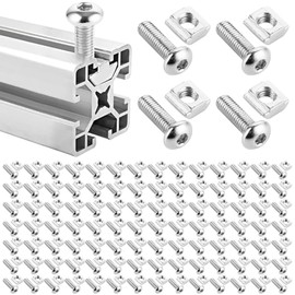 YAYODS Pack of 200 T-Slot Nuts M5 Set - 100 Pieces T Nut Rail & 100 Pieces Screws M5 for Aluminium Profile Extrusion Slot 2020 Series