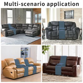 Easy-Going - Funda de consola reclinable de 2 piezas para sofá reclinable, funda elástica de jacquard para consola central para sofá reclinable y sofá Bluestone