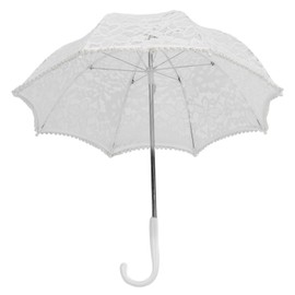 Lace Wedding Umbrella Romantic Embroidery Flower Bridal Umbrella Ergonomic Handle Lace Parasol Umbrella for Party Photography Prop 51322B (Child)