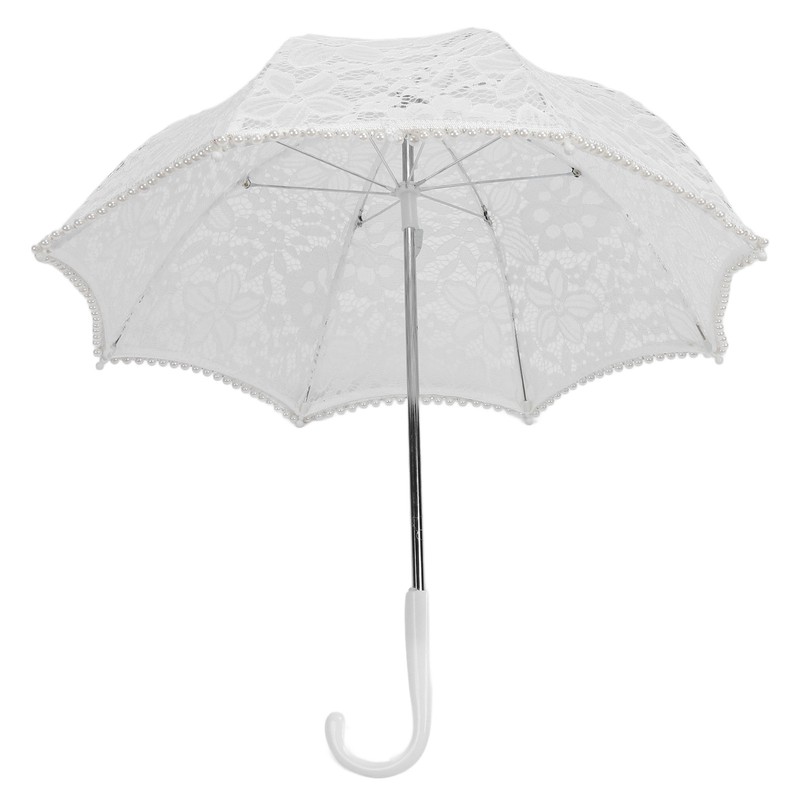 Lace Wedding Umbrella Romantic Embroidery Flower Bridal Umbrella Ergonomic Handle