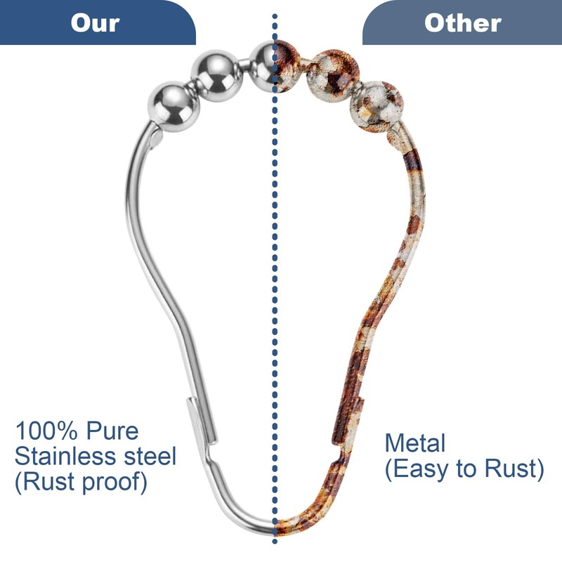 Final Friday 12 Shower Curtain Hooks Rust Proof, Bathroom Set