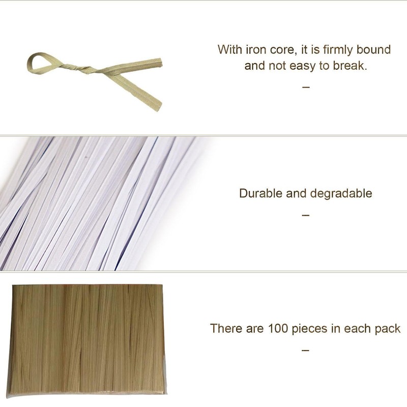 EPCDBBRT 300 Pieces Candy Twist Ties, Brown, White, Black, Iron