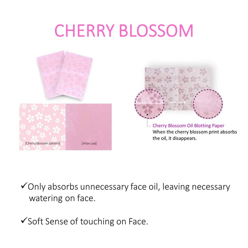[100 Counts + Mirror Case] Cherry Blossom Natural Oil Blotting