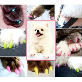 Pet Cat Soft Claw Nail Caps Size S, Pink Glitter (40pcs nail caps, 2 tubes of adhesive with instruction)