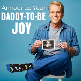 First Time Dad Gifts - Baby Announcement Gift for Gamer Husband, 1st Time Dad from Pregnant Wife, Mom - Funny Mens Socks for New Fathers, Expecting Dads - Leveled Up To Daddy, Video Game Themed Socks