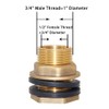 Joywayus 1/2" Female 3/4" Male Soild Brass Water Tank Connector