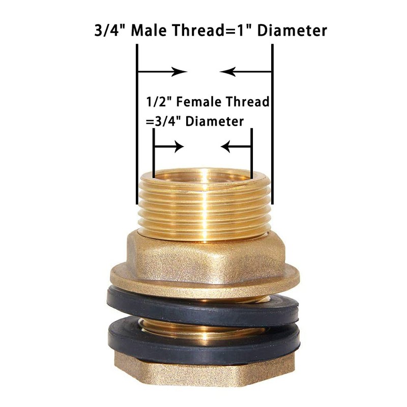 Joywayus 1/2" Female 3/4" Male Soild Brass Water Tank Connector