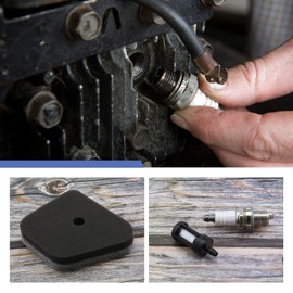 eMagTech Set of 3pcs Air Filter Spark Plug Fuel Filter Kit CMR6H 4180 120 1800 0000 350 3502 Compatible with Stihl KM90 KM90R KM100 KM100R KM130 KM130R FS90 Lawn Mower