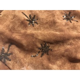 wowfabric4less123 Brown Tie Dye Chiffon W/Black Sequins Fabric 45”  Width Sold By The Yard