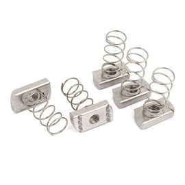 TA-VIGOR 5Pcs M10 304 Stainless Steel Long Spring Channel Nuts, Silver Tone Strut Nuts for C Series Unistrut Channels and Inserts