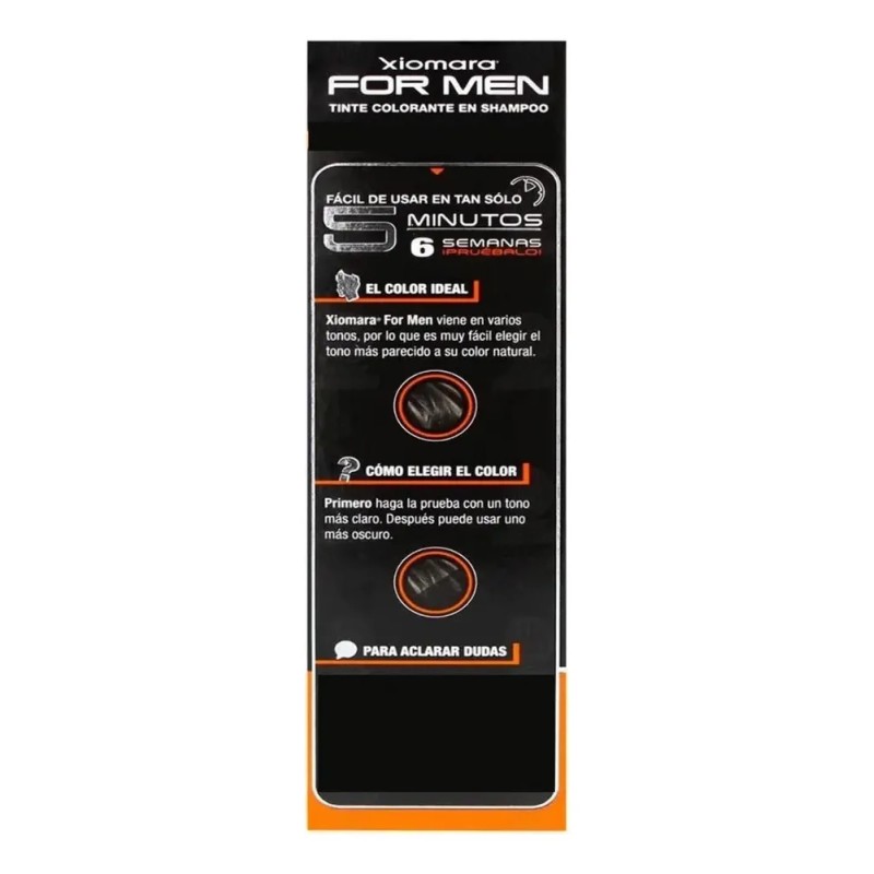 Tinte Shampoo Negro Xiomara For Men Sin Amoníaco Cobertura Canas