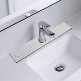 ALRLORO Faucet Mat for Kitchen Sink - Diatomite Water Absorbing Stone Tray, Fast-Drying Splash Guard for Bathroom & Counter (White, 23.6"x4")