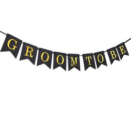 Groom To Be Banner, Bachelor Party Decoration Supplies, Marriage & Engagement, Stag Night, Future Groom Bunting, Wedding Hanging Paper Pennant(Black / 3.5 ft)
