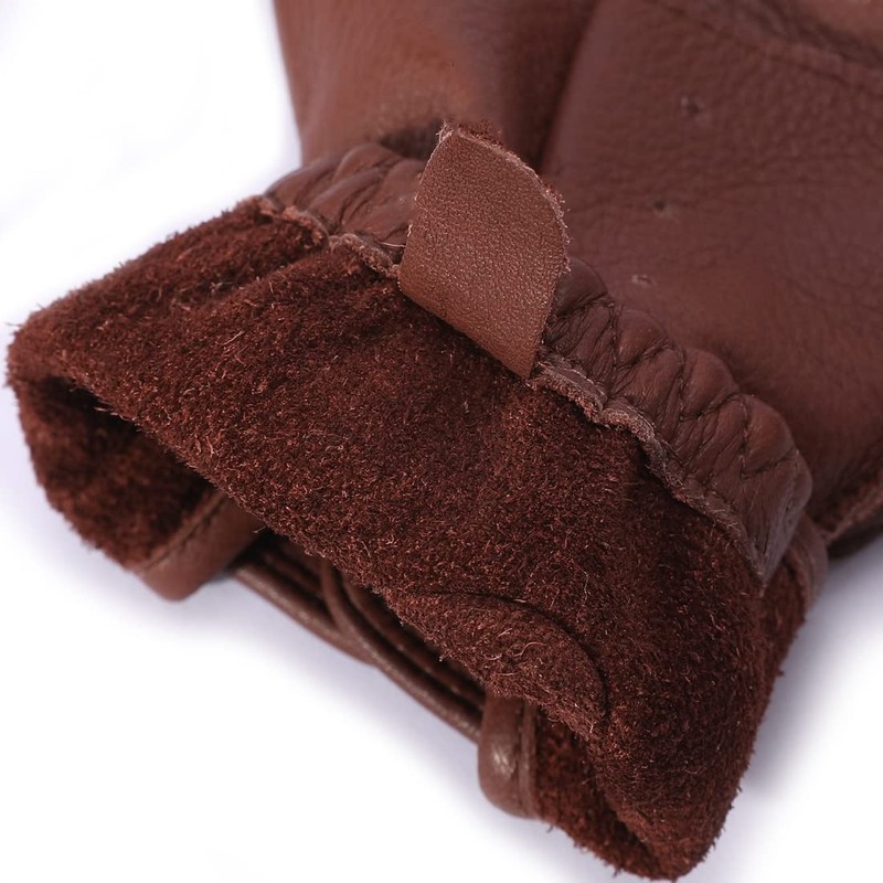 Meetoget Driving Gloves for Men Deerskin Leather Fingerless Unlined Gloves