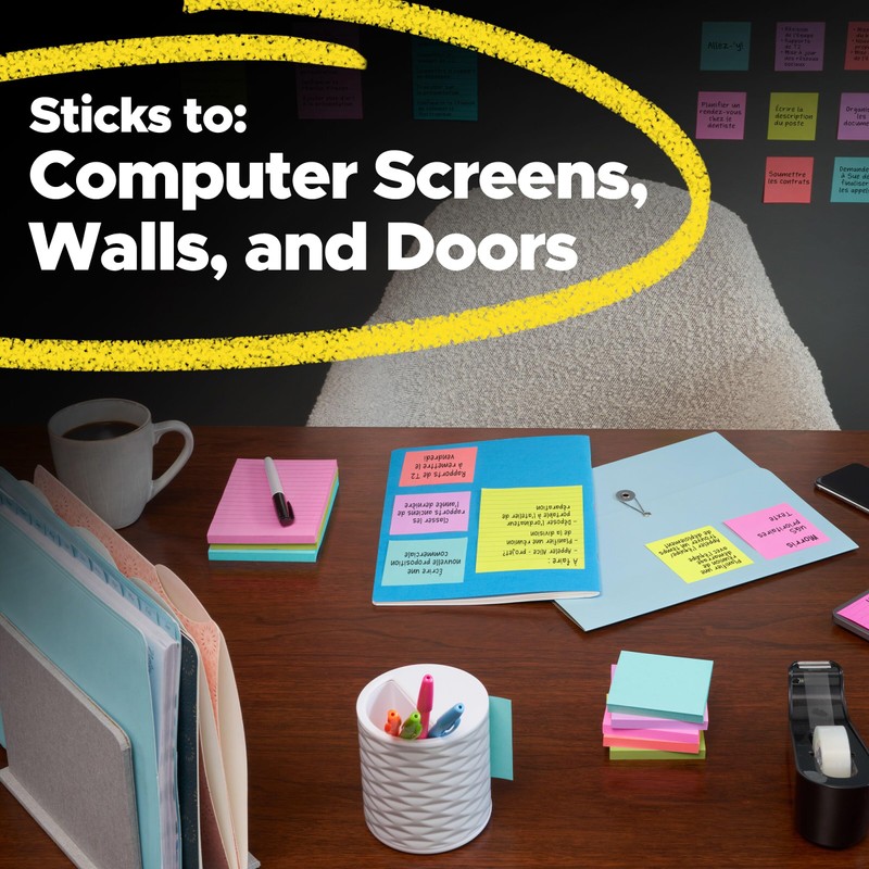 Post-it Super Sticky Notes, 4 Lined Sticky Note Pads, 4