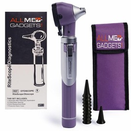 Premium Otoscope Set with Fiber Optic Illumination - Ear Infection Detector - Ear Scope for Examination at Home-Purple - Color: Black