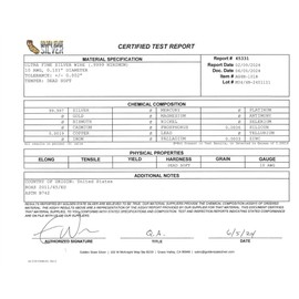 99.995% Pure Silver Wire 10 Gauge • 4-inch Rod Set (2 Rods) • Origin USA • Colloidal Generator Wire • Guaranteed .99995+ Purity by Golden State Silver • Certified Test Report Included