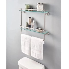 Delta FSS08-VBR 20" Glass Double Shelf with Towel Bar Chrome