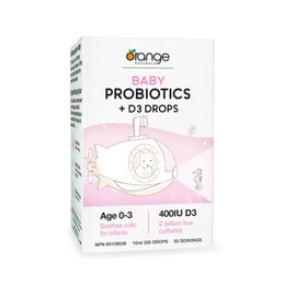 Orange Naturals Orange Naturals - Baby Probiotics + D3 Drops 10 ml 50-Servings - Reduce Symptoms of Colic and Support Immunity - Upset Stomach Relief, Bone and Baby Teeth Health 400IU D3