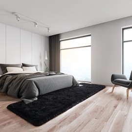 HOMORE Runner Rugs for Bedroom 2x8 Feet Black Rug for Bedroom Bedside Soft Fluffy Area Rugs for Living Room Indoor Entrance Door Mat, Long Runner Rugs and Carpets for Dorm Nursery