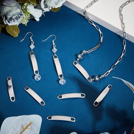 UNICRAFTALE Pack of 100 Blanks Stamp Blanks Rectangular Blank Pendant Stainless Steel Connector Pendant Curved Engraving Blank Pendant for Shoes Decoration Bracelet, Non-precious metal, No Gemstone