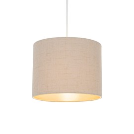 Modern and Elegant Taupe Textured Linen Fabric Small 8" Drum Lamp Shade with Matching Inner Satin Lining | 40watt Maximum | 15cm x 20cm by Happy Homewares