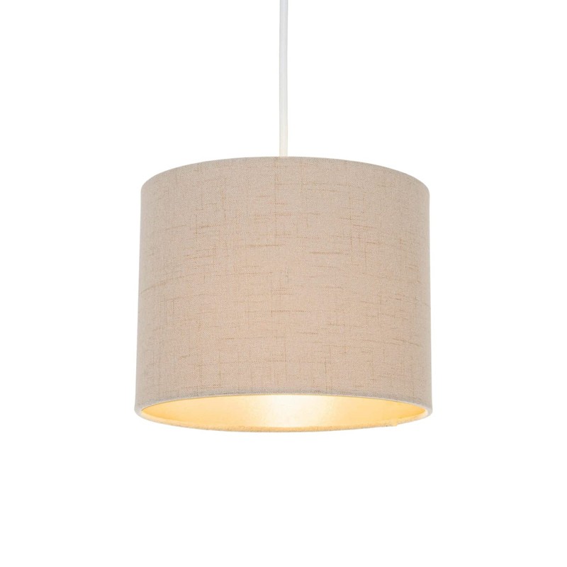 Modern and Elegant Taupe Textured Linen Fabric Small 8" Drum
