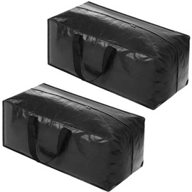Extra Large Storage Bag, Pack of 2 100L Moving Bags with Zip, Waterproof Moving Bags with Zip Handle, Carry Bag, Alternatives to Moving Boxes, 73 x 37 x 34 cm (Black)