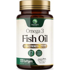 Natures Peak Suplemento de aceite de pescado Omega 3 de 2400 mg, de origen sostenible, cápsulas blandas de Omega-3 de triple potencia, que favorece