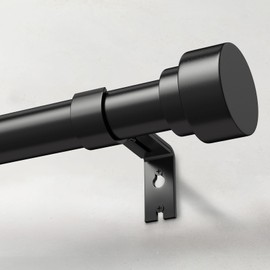 IFELS Heavy Duty Curtain Rods for Windows 28 to 48 Inch, 1 Inch Adjustable Black Curtain Rod with Easy Installation and Modern Design (A1,Black,30-60")