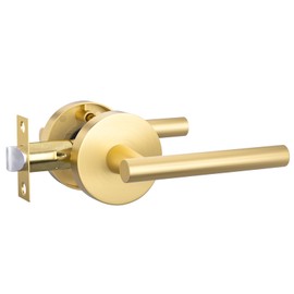 goldenwarm Gold Passage Door Handles, Brushed Gold Passage Lever Door Handle Pack, Heavy Duty Gold Hall and Closet Door Handles for Hallways, Closets and Laundry Rooms(1Pack)