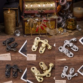 BAOFUYA Pack of 30 Antique Vintage Clasp 3.2 x 2.8 cm Throw Hooks Retro Style Iron Latch for Jewellery Gift Boxes (Silver Right)