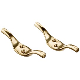 Merriway® BH01551 (2 Pcs) Rope Cord Cleat Hooks, 75mm (3 inch) Polished Brass - Pack of 2 Pieces