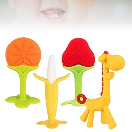 Say Cheese Mordederas 6 Pack - Juguetes de Dentición de Silicona de 0 a 6 meses, Mordedera Sensorial de Encías y Dental, Teething Relief Jirafa, Banana, Naranja y Fresa