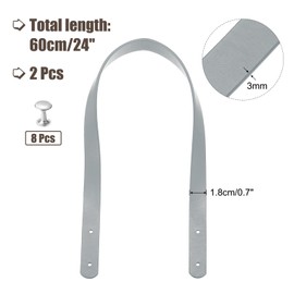sourcing map 2pcs 24 Inch (60cm) Leather Purses Straps Handbag Belt Band Bag Handle for Purse Wallet Tote Making, Light Gray