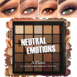 BEUSELF Paleta de Sombra de Ojos Nude Neutral, Paleta de Sombra de Ojos de 25 Colores Mate Shimmer Brown Gold, Paleta de Sombra de Ojos Natural Pigment Naked Smokey para Ojos Marrones, Paleta de Maqui