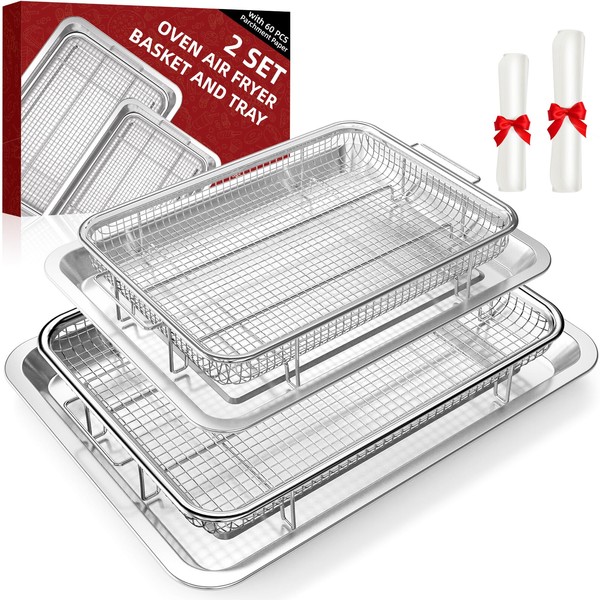 DEGOVIN Air Fryer Basket for Oven, 2 Set Oven Air